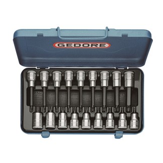GEDORE dopsleutel-schroevendraaierset - 1/2" - T20-60 - in stalen cassette - 18-delig