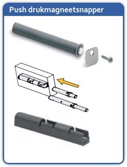 Push drukmagneet snapper 40mm+ plaatje 4 delig