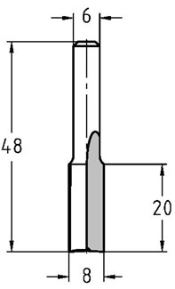 JSO-TR groeffrees - Ø 8X20mm - TL=48mm - S=6mm - HW