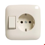 Busch-Jaeger combi inbouw wandcontactdoos - randaarde - 4045057 - crèmewit