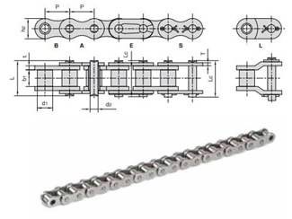 Donghua - Rollenketting - Onderhoudsvrij - SLR - Simplex - 1" - BS - 16B-1