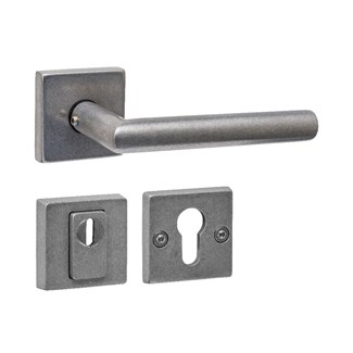 Intersteel Achterdeurbeslag SKG3 deurkruk Jura met Vierkant Veiligheidsrozet RVS getrommeld  