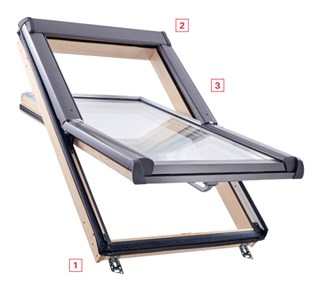 Roto renovatie dakramen - Designo 4-pans - hout / wit gelakt