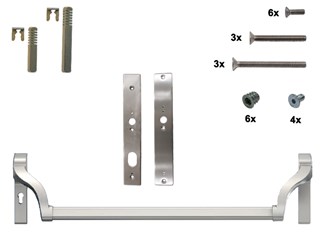 HMB duwstangset - enkele deur - Serie 010/12 - 1130mm - RVS schilden - 202982