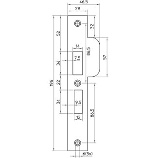 Nemef sluitplaat - afgerond - pa4119/17 RVS  - draairichting 2-4 korte lip