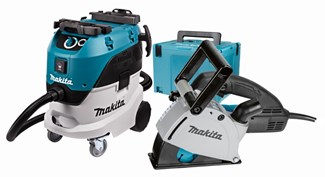 Makita combiset sleuvenzaag met stofzuiger - DK0093J - 230V - met adapter en slang - in Mbox