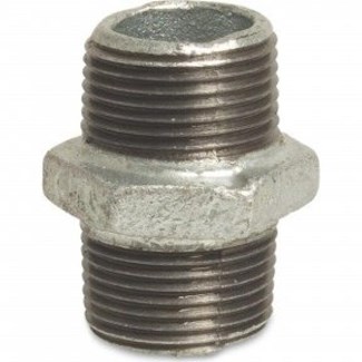 Profec Zeskant Dubbele nippel - Fig.280 - Staal verzinkt - buiten/buiten - 1/8"
