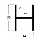 Roval H-profiel - 14x30 mm - 2000 mm - geanodiseerd aluminium