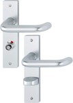 Hoppe kruk op schild vastdraaibaar - Paris - WC 72/8 rechts - deurdikte 40mm - F1