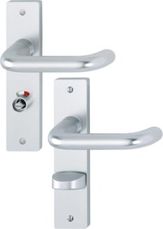 Hoppe kruk op schild vastdraaibaar - Paris - WC 72/8 rechts - deurdikte 40mm - F1