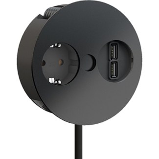 Twist mat zwart 1 stopcontact + 2 usb 