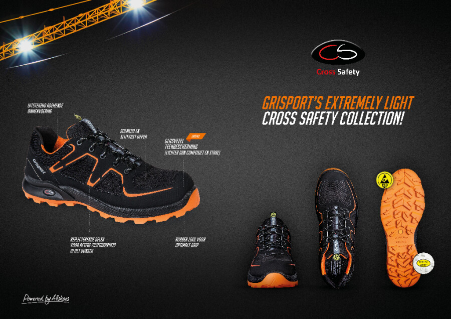 Grisport werkschoenen - Beat - S3 ESD - zwart / oranje - maat 46