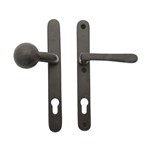 Dauby veiligheidsbeslag knop/kruk- Pure TOP + PHL - verouderd ijzer zwart - profielcilinder 92 mm