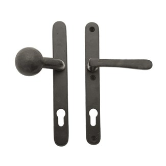 Dauby veiligheidsbeslag knop/kruk- Pure TOP + PHL - verouderd ijzer zwart - profielcilinder 92 mm
