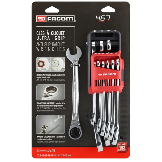 Geladen Gentleman vriendelijk hoofdstuk Facom steekringratelsleutelset - 10-delig - in houder - 8-19 mm - 467B.JP10